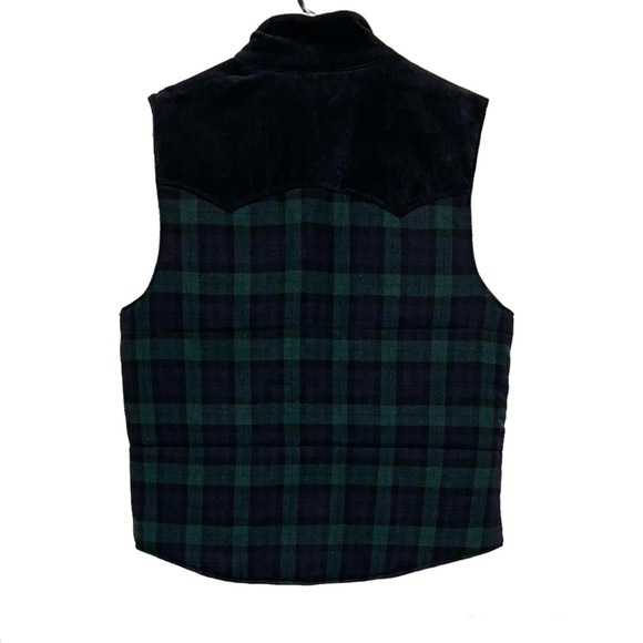 Salt Valley Western Corduroy Puffer Vest Snap Front Tartan Plaid Men's Sz S - Picture 2 of 10